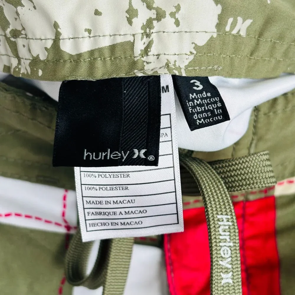Hurley Juniors Size 3 Checkered Boardshorts Green‎ White Pink  18